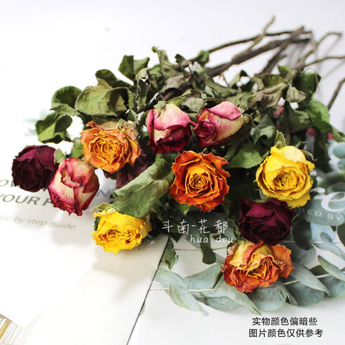 玫瑰干花 欧式小清新花瓶装饰 闺蜜节日花束礼物