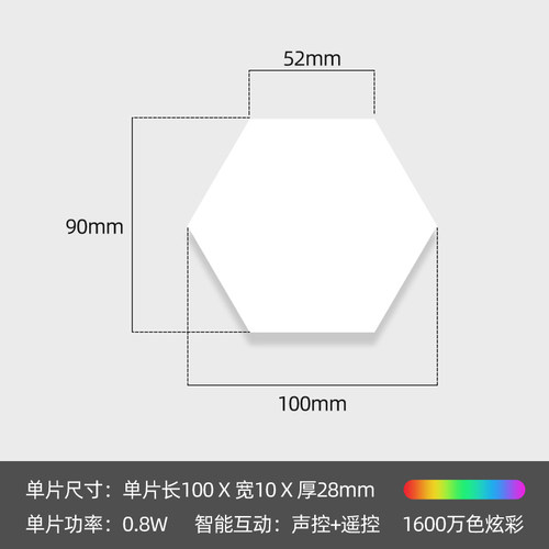 RGB量子灯氛围灯 电竞房壁灯拼接造型拾音壁灯蜂窝造型