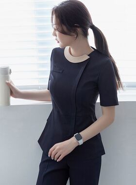 美容院工作服女足疗技师工作服美容师护士服夏季工装职业气质套装
