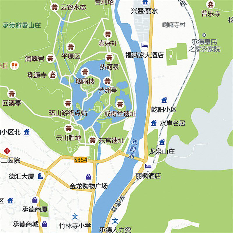 2023新款承德市区地图贴图办公室挂图高清防水墙壁贴超大装饰画定
