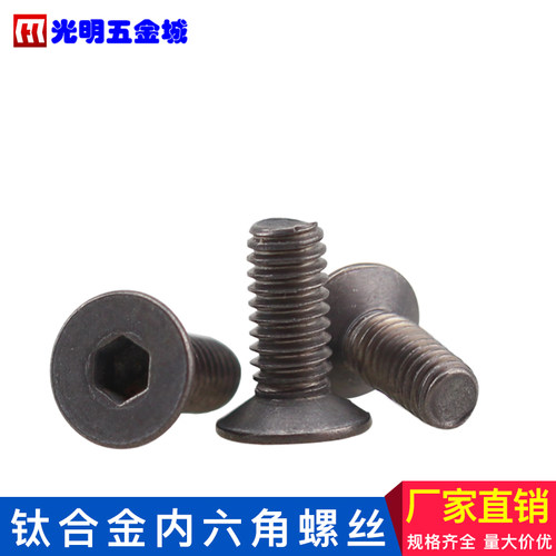 纯钛平杯TA1钛合金平头螺钉防腐螺钉沉头内六角钛螺丝M3M4M5M6