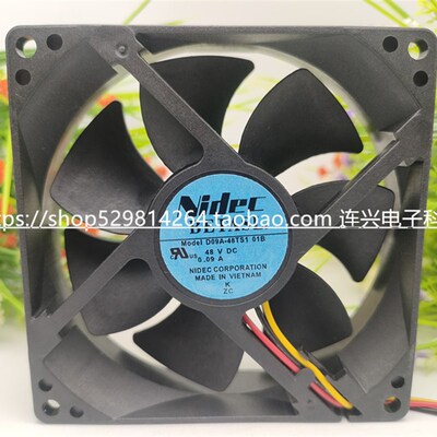 全新 Nidec D09A-48TS1 01B 48V 0.09A 9CM 9025 3线散热风扇