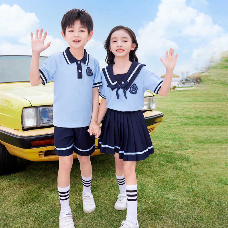 英伦学院风校服套装中小学生夏季新男女儿童年级班服Y蓝色幼儿园