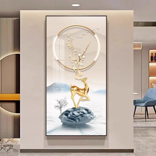 晶瓷画现代玄关装饰画客厅竖版走廊过道挂画高P级感入户正对门壁