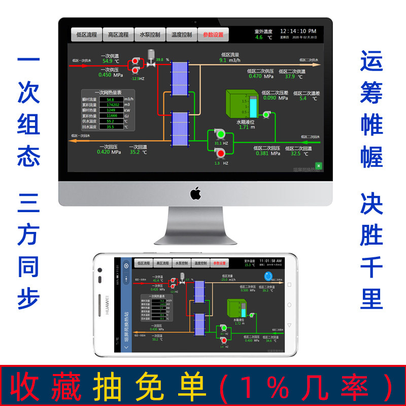 7寸工业触摸屏手机app同步电脑控制远程监控hmi云人机界面plc串口