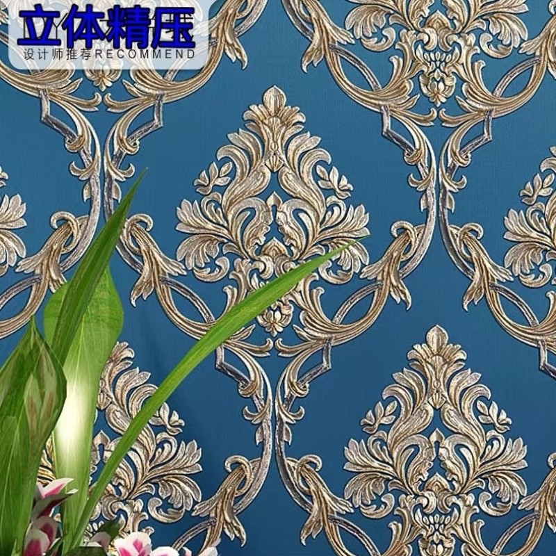欧式墙纸奢华高档大气卧室房间温馨客厅3d电视背景无纺布大花壁纸
