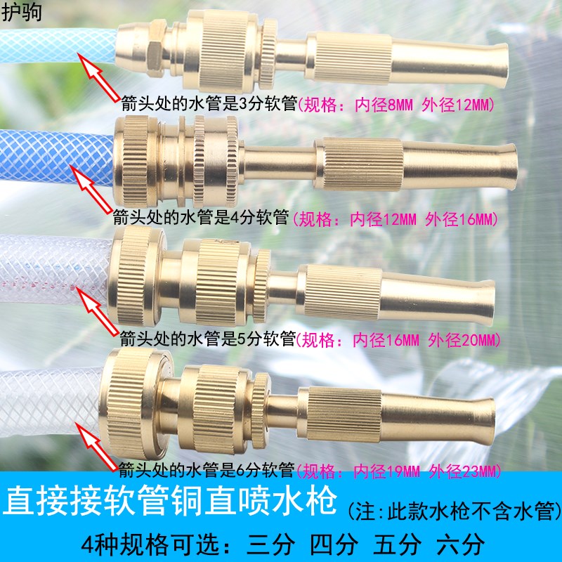 全铜高压水枪 家用洗车浇花水枪 4分5分6分水管软管水枪消防喷头