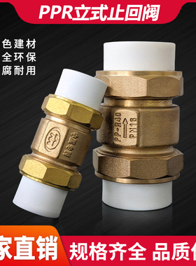 PPR活接止回阀 带弹簧2025 32 40 50 63/4分1寸2寸单向逆流防回水