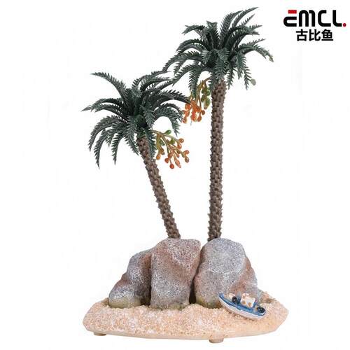 古比鱼mini鱼缸专用椰树造景树脂