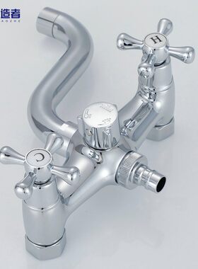 双把双控淋浴龙头冷热水混水阀浴室开关暗装三联浴缸龙头花洒套装