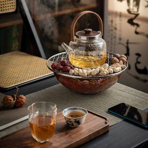 围炉煮茶家d用室内电陶炉围聚煮茶器蒸煮茶壶烤火炉套装静音智能