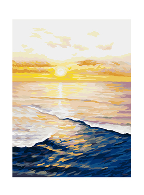 自油自画 数字油画diy 手绘填充油彩画手工填色涂色彩绘画 霞光