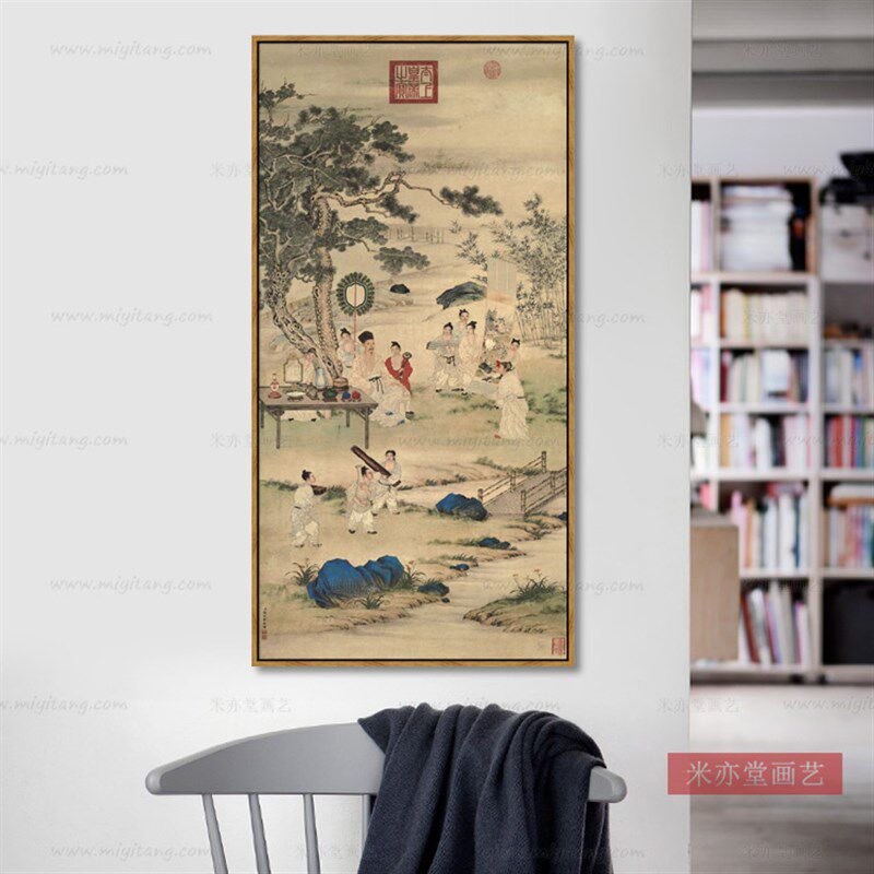 米亦堂x乾隆皇帝 郎世宁新中式古人物茶馆餐厅客厅玄关装饰画挂画