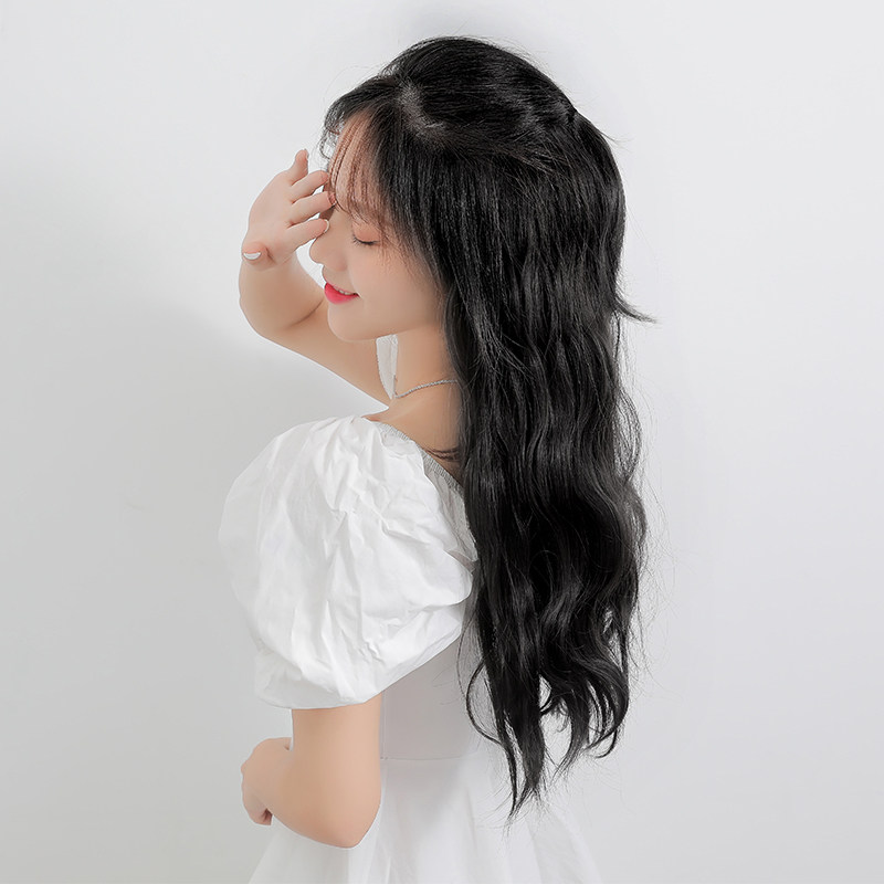 真发接发片女V型一片式大波浪水波纹微卷隐形增发量蓬松60长卷发