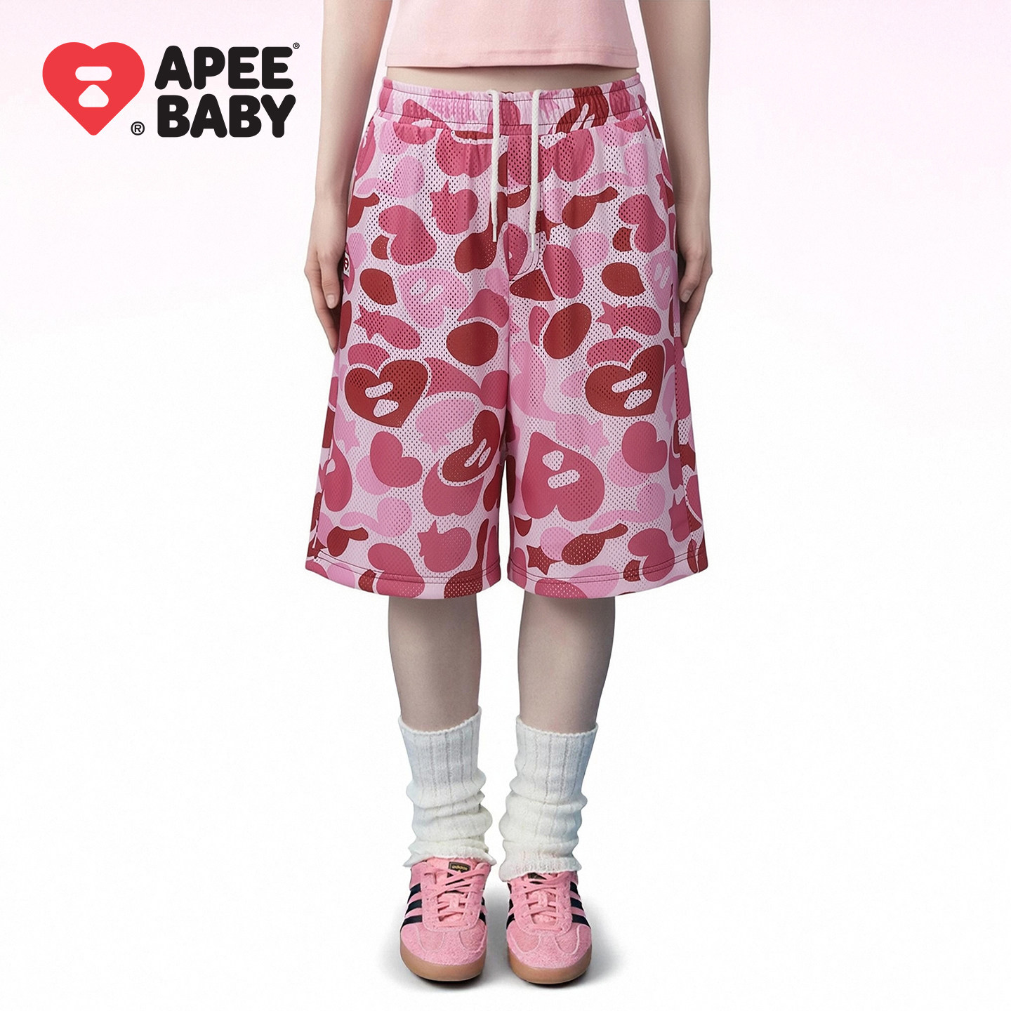 BAPE SS26 APEE by A BATHING APE猿人迷彩休闲短裤修身百搭辣妹 - 实物图