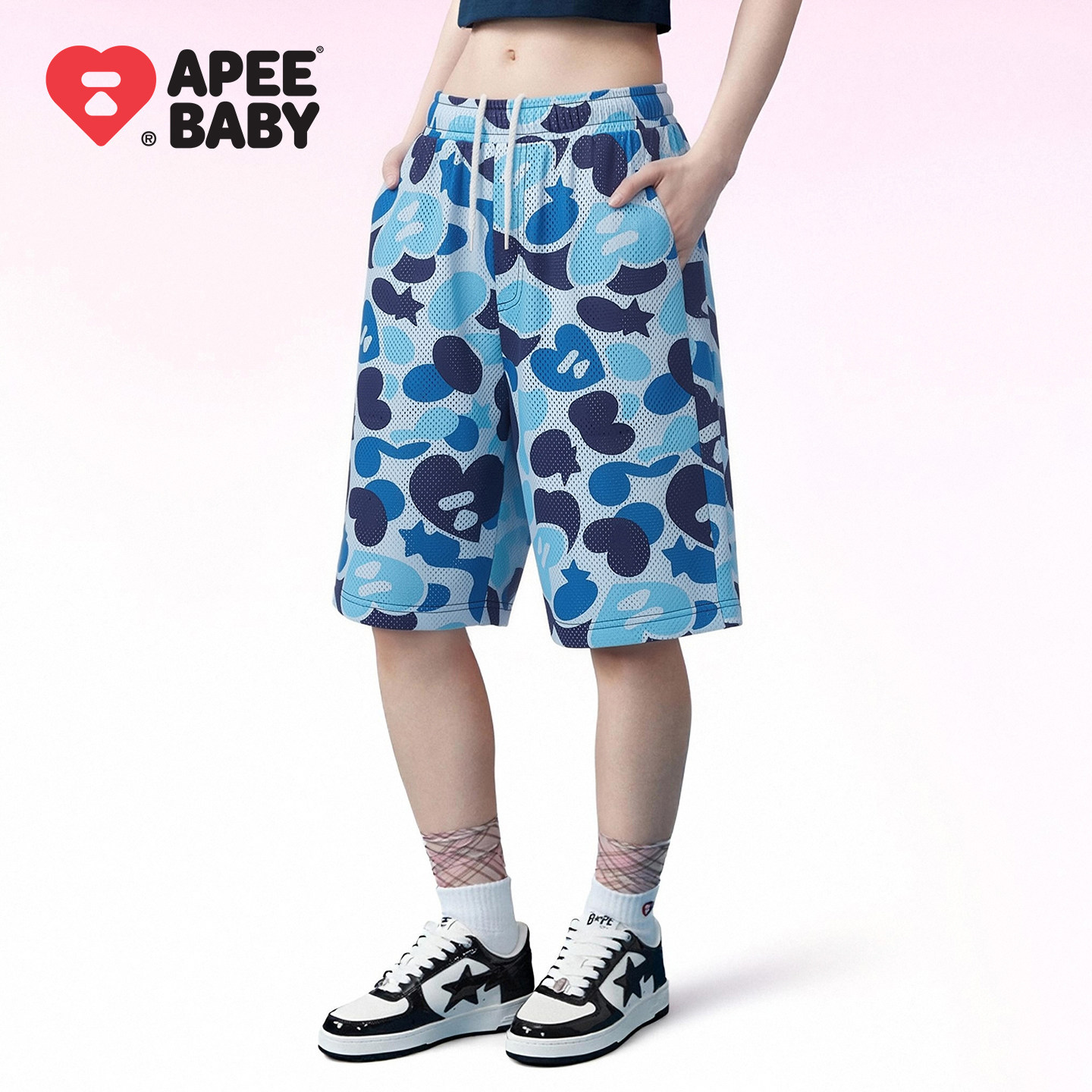 BAPE SS26 APEE by A BATHING APE猿人迷彩修身百搭辣妹休闲短裤 - 实物图