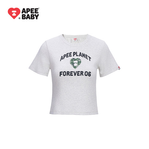 APEE正肩爱心迷彩短袖T恤女