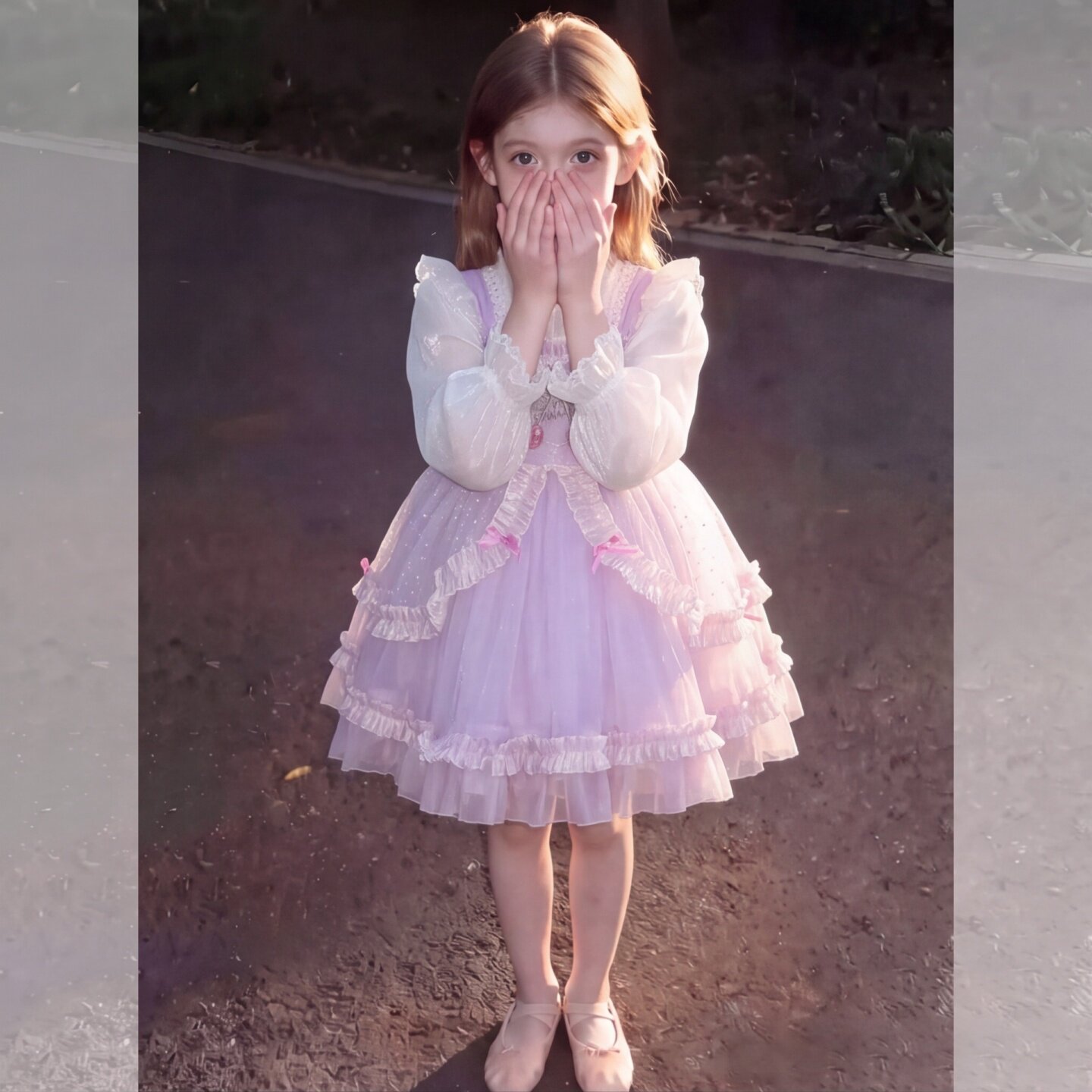 女童洛丽塔长袖连衣裙秋季新款紫