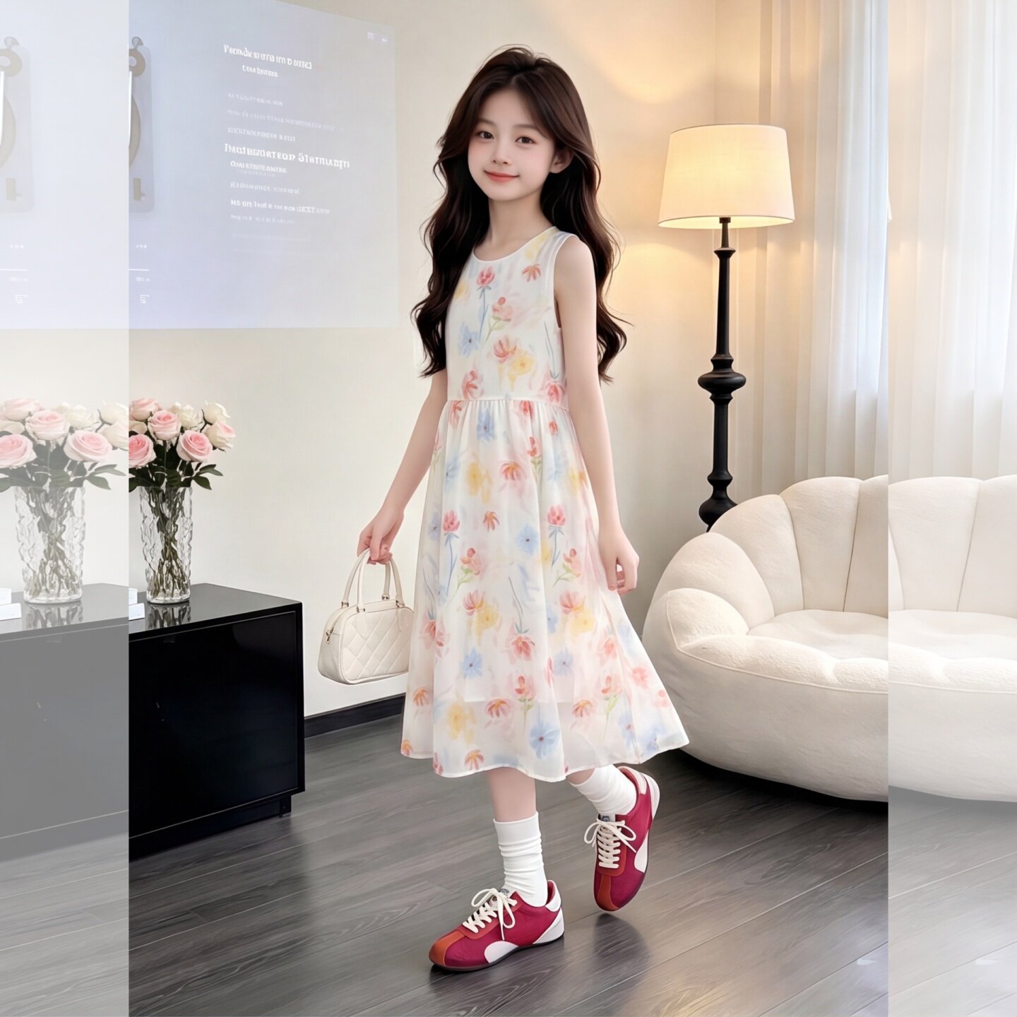 女童夏季清凉款无袖圆领连衣裙装