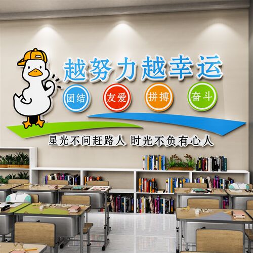 初高中三班级文化墙教室黑板报布B置自习托管培训机构励志标语墙