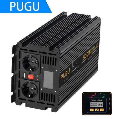 1500W纯正弦波带充电UPS逆变器12V24V转220V带LCD液晶显示远程屏
