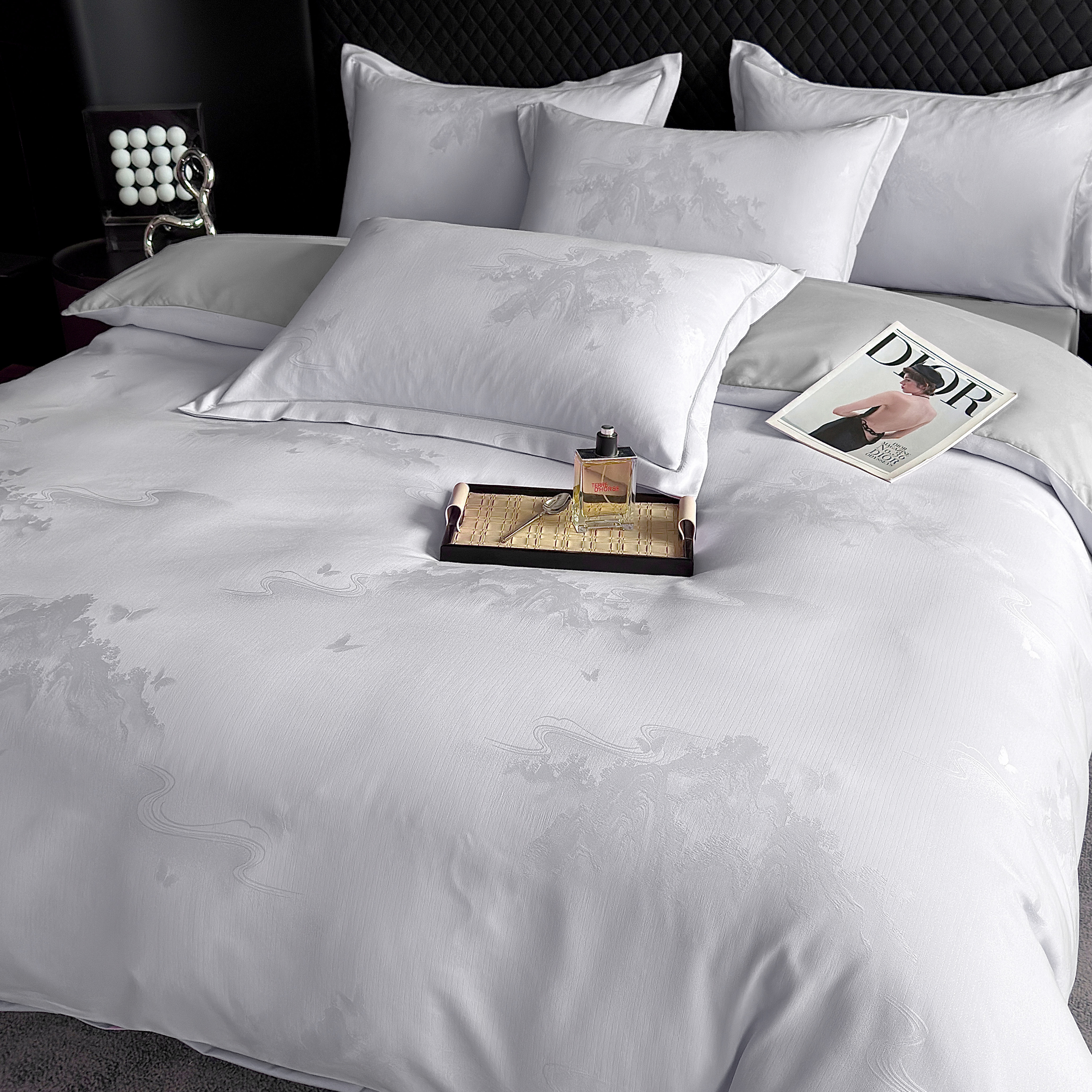 雅鹿金丝银线新款高奢宋锦缎大提花四件套双人床上用品XPZ