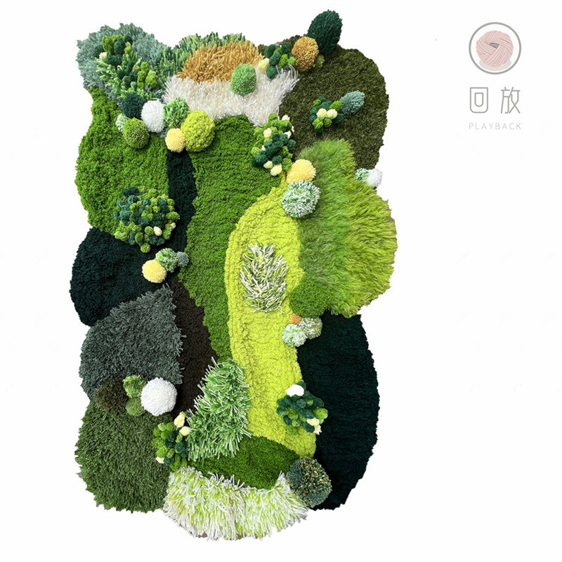 回放手工制作苔藓地毯diy材料包钩针毛线编织卧室V床边森林地垫子
