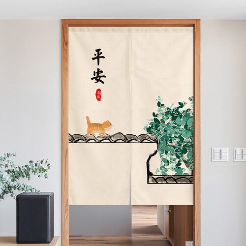 布艺门帘隔断帘家用卧室装饰布帘厨F房洗手间遮挡挂帘免打孔帘子