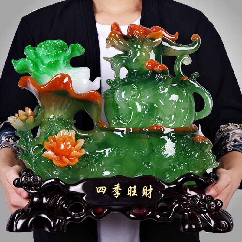 招财貔貅玉白菜摆件客厅皮丘u工艺礼品摆饰摆设办公室桌新店开张