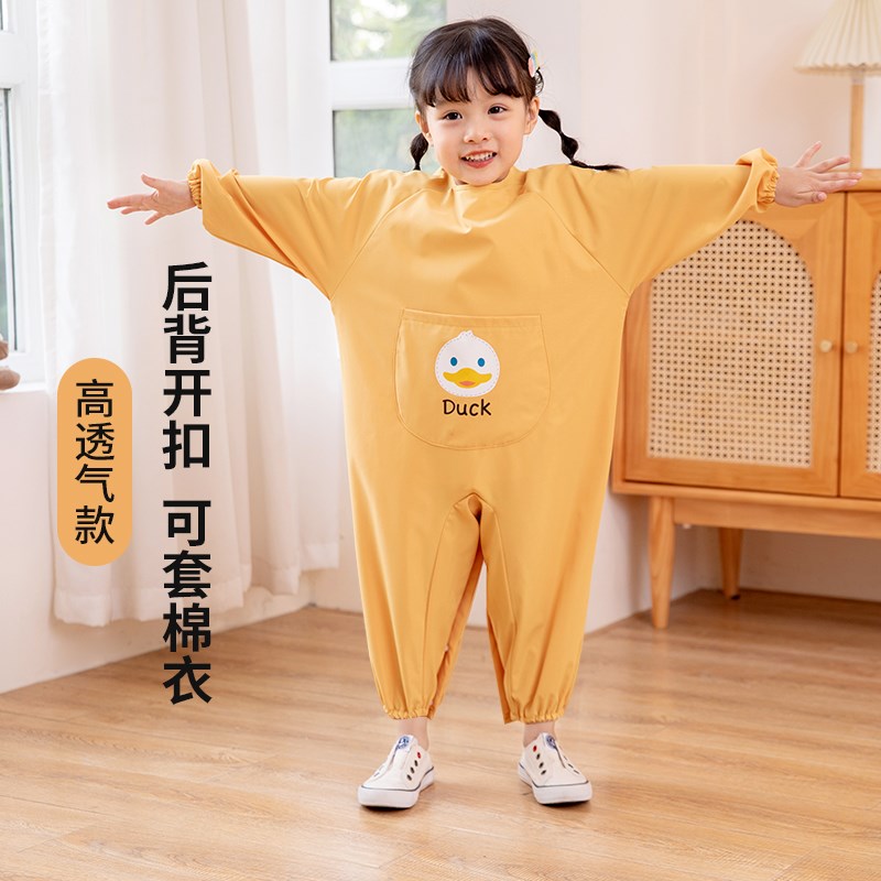 宝宝连体衣婴儿h防脏爬爬服全身防水拖地爬服儿童罩衣可外穿春秋