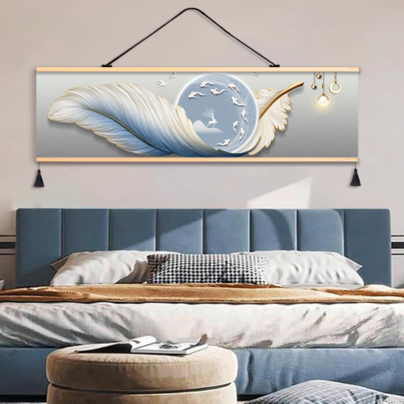 现代简约卧室装饰画沙发背v景墙主卧床头艺术挂画定制壁画墙布挂