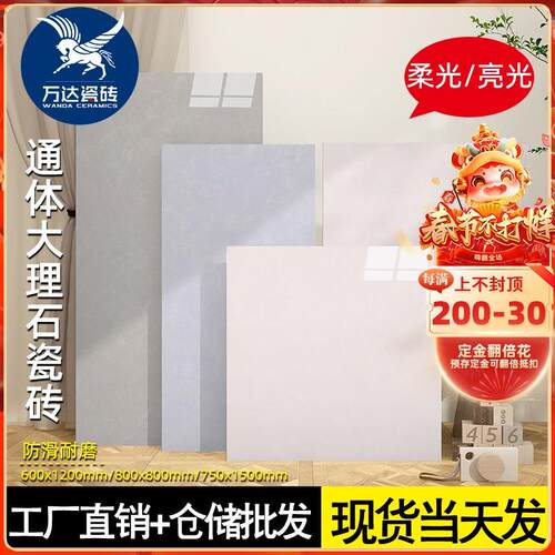 微彩亮光通体大理石瓷砖800x800客厅地F砖600x1200素色柔光厨卫砖