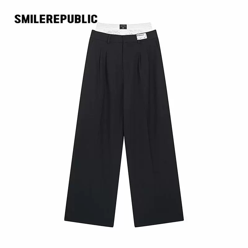 smilerepublic黑色假两件西裤