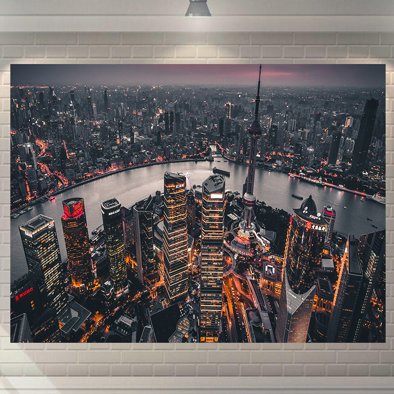 夜景城市ins风挂布背r景墙床头装饰卧室墙布宿舍墙壁布置挂毯画布