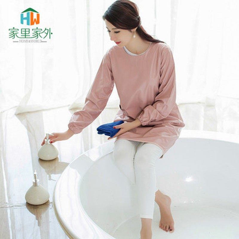 围裙包邮厨房韩版时尚防水防油罩衣成人工作服长袖围腰女定Z制log