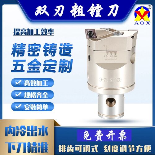 双刃粗镗头RBgH可调式RBH25/32/40/52/68内冷出水锯齿拆卸款镗刀