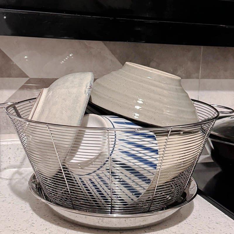 排水篮碗架不锈钢水槽水杯储物架厨房餐具水过滤器储物篮加厚果篮