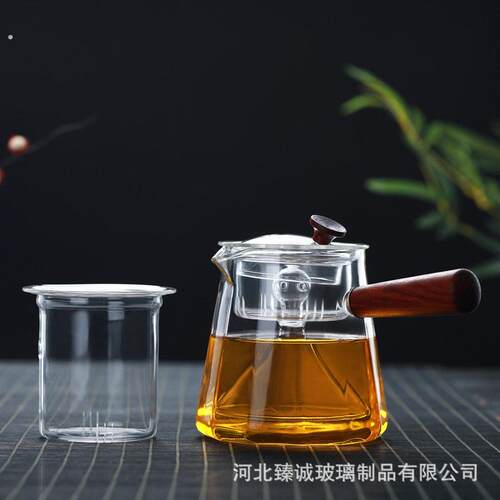 加厚耐热玻璃蒸煮两用茶壶高硼硅玻璃侧把煮茶器家用电陶炉专用壶