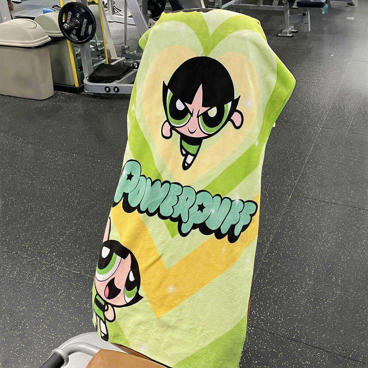 飞天小女警健身吸汗毛巾双面可用隔脏撸铁垫巾超细纤维跑步沙滩巾