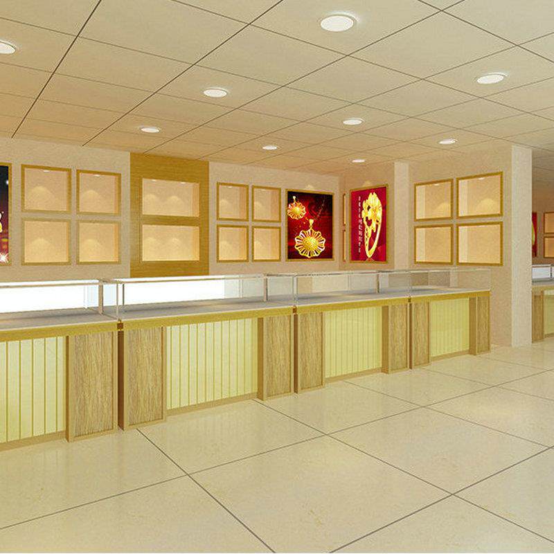 专卖店装修设计木制展示架烤漆玻璃展架安装项链耳环珠宝展示柜