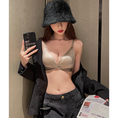 内衣女小胸d聚拢秋冬显大无钢圈收副乳防下垂法式三角杯美背文胸