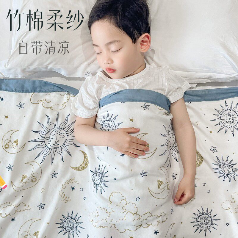 新生儿童竹棉纱布毯六层四季盖毯宝宝浴包巾O学生春秋被夏凉空调