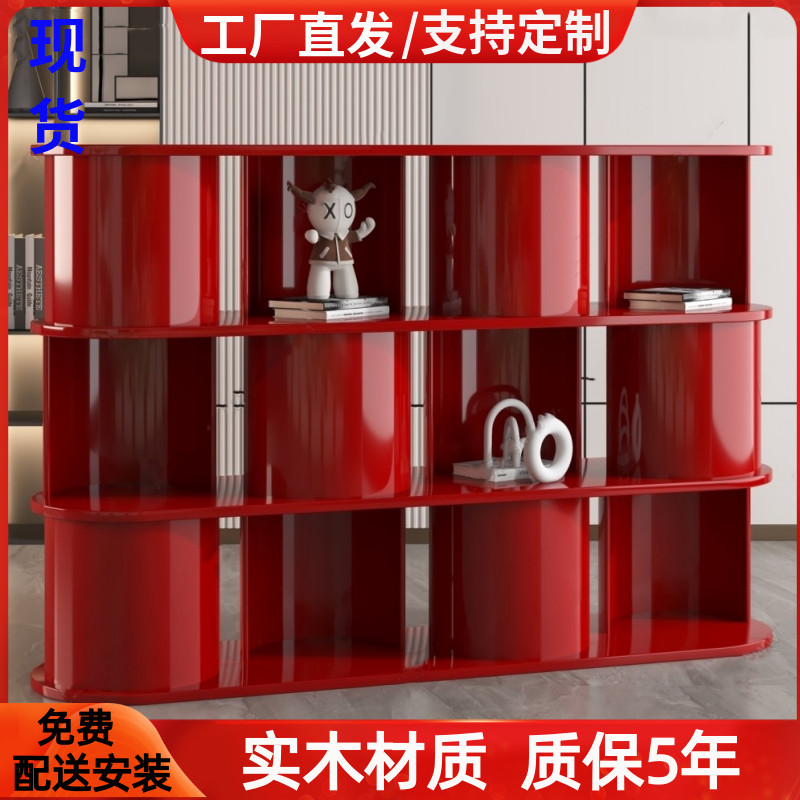 意式烤漆书架f实木书柜现代简约落地置物架装饰架书房隔断柜定制