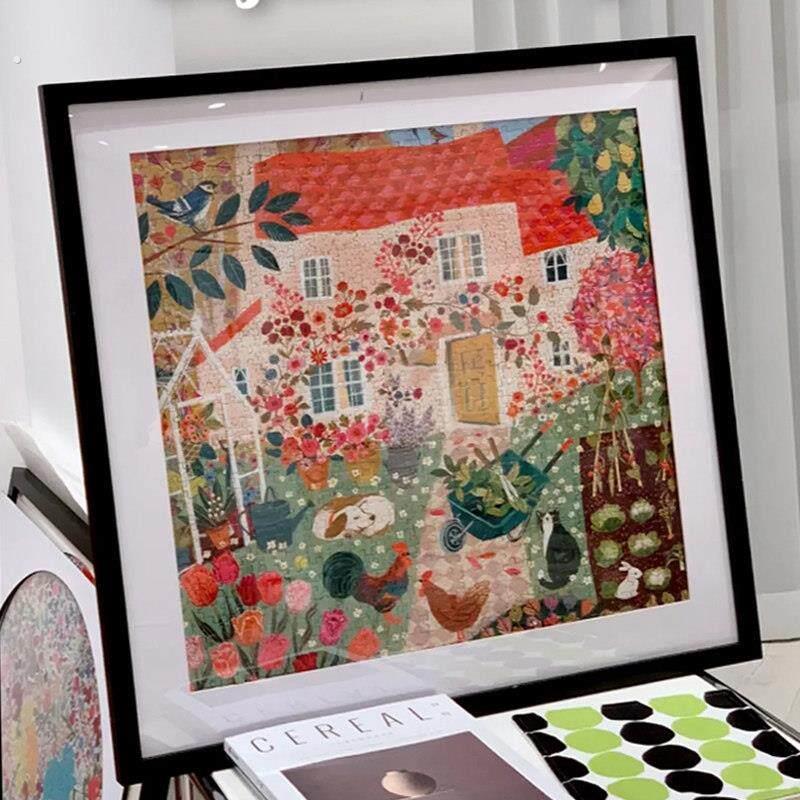 正方形拼图相框500片实木相框画 画框带白边卡纸留白1000片裱框架