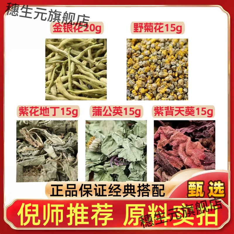 金银花野菊紫地丁背天葵子
