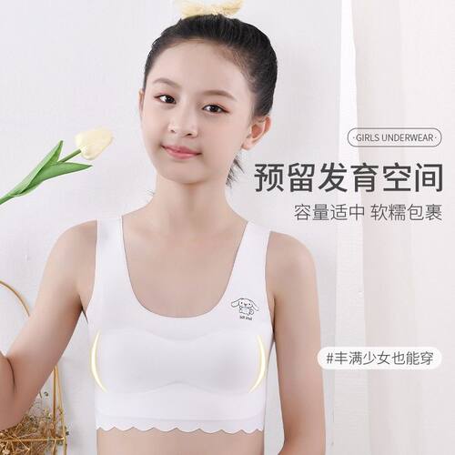 美背发育期内衣女学生薄款无钢圈初高生运动背心无痕少女文胸一体