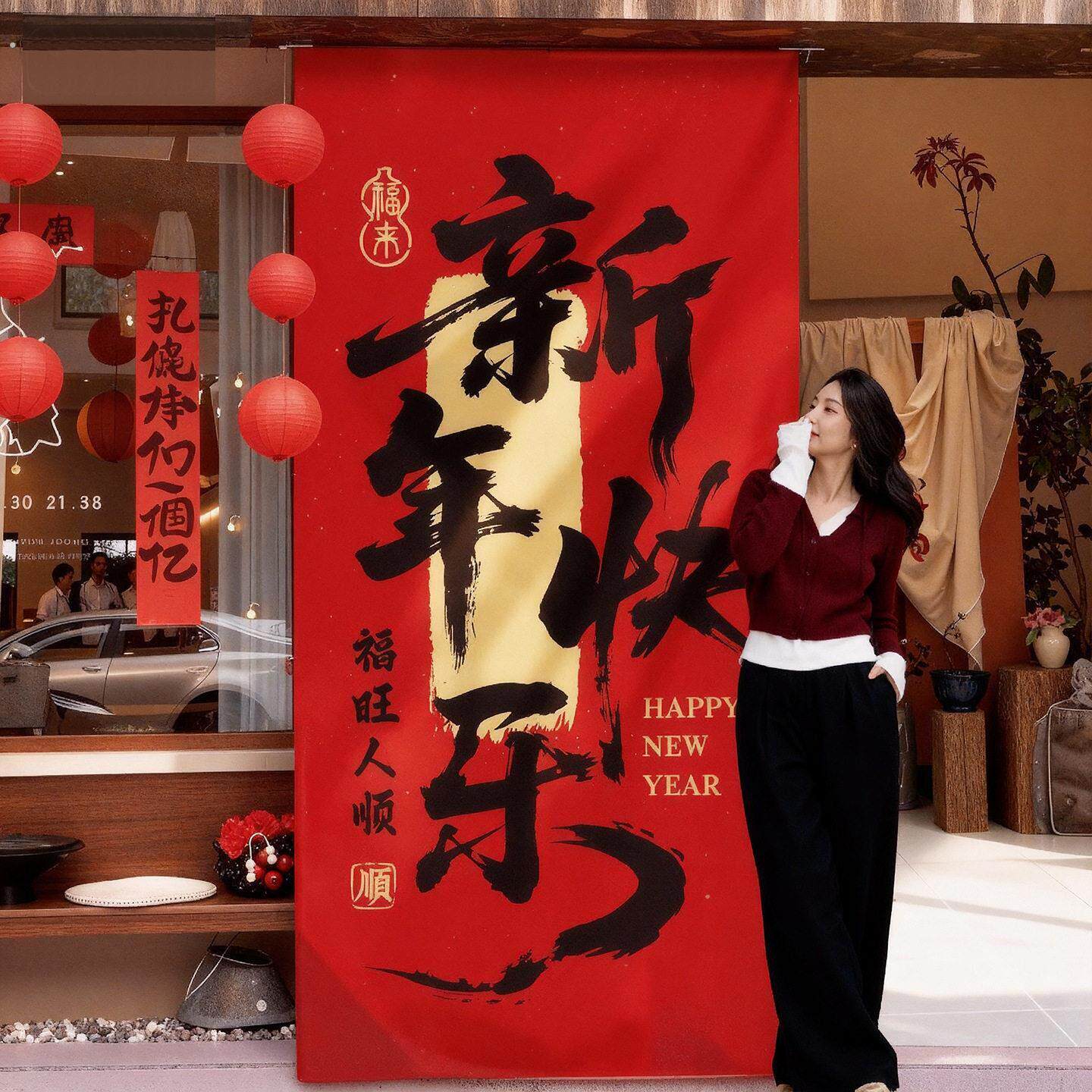 新年挂布2026新款春节场景氛围布置挂饰过年商场店铺帆布条挂件装