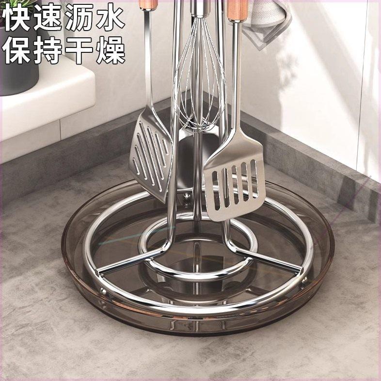 旋转锅铲置物架厨房台面挂勺子铲子的架子挂钩托厨具汤勺收纳挂架