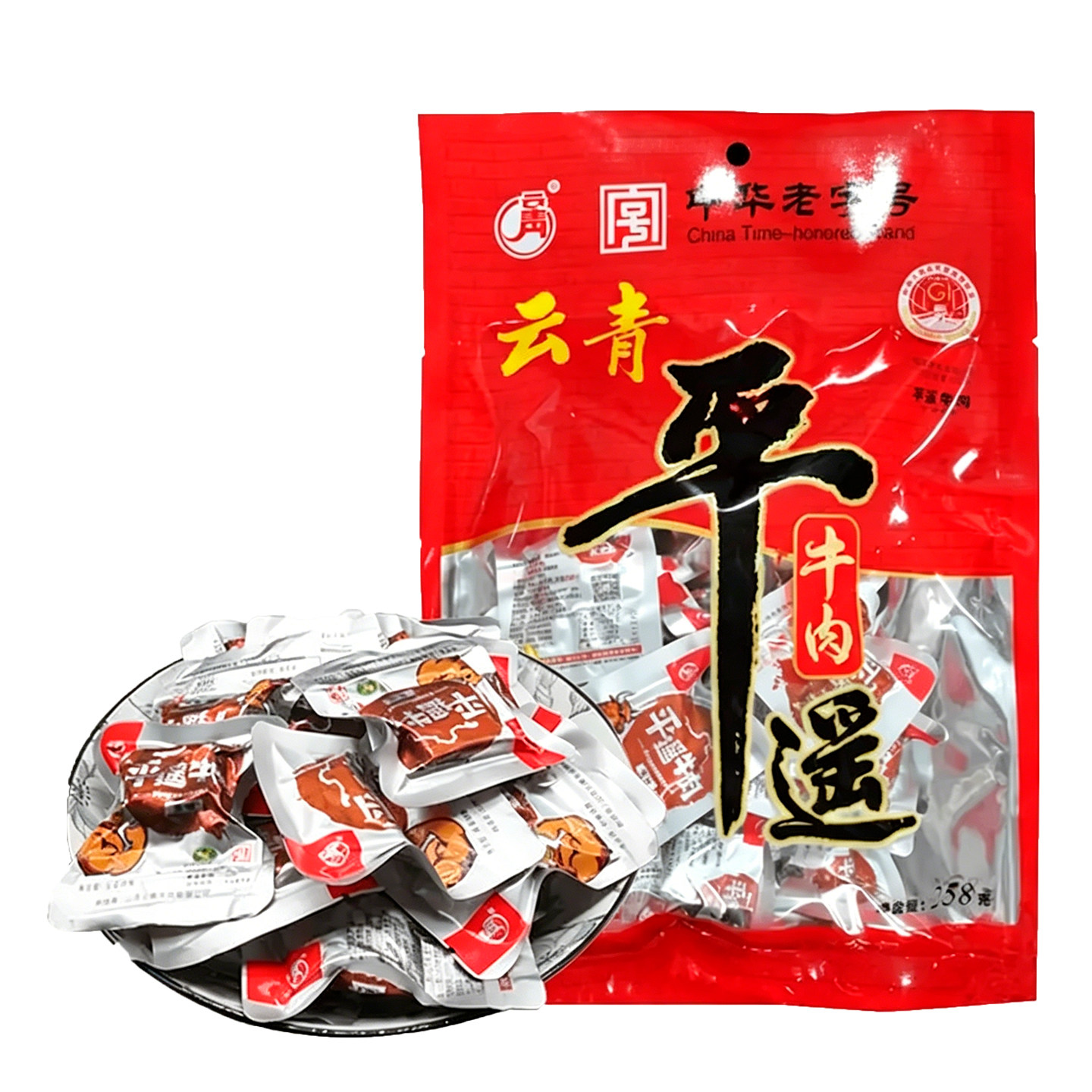 云青平遥牛肉手撕牛肉一口香258g中华老字号真空开袋即食卤味零食