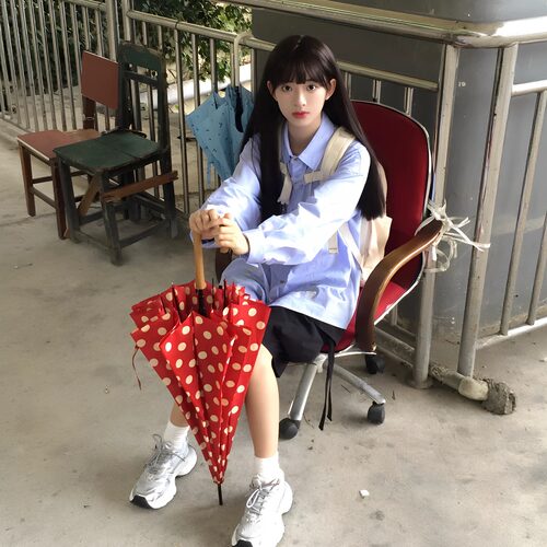 【颜值控雨伞】复古酒红波点雨伞